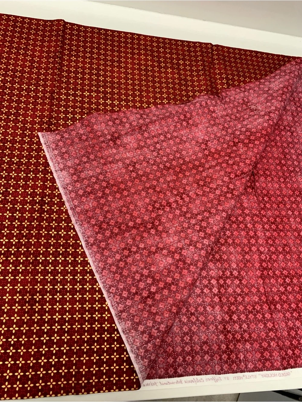 Hoffman California Fabrics Gilded Holiday Red Gold Cotton Fabric H8811 2 Yards